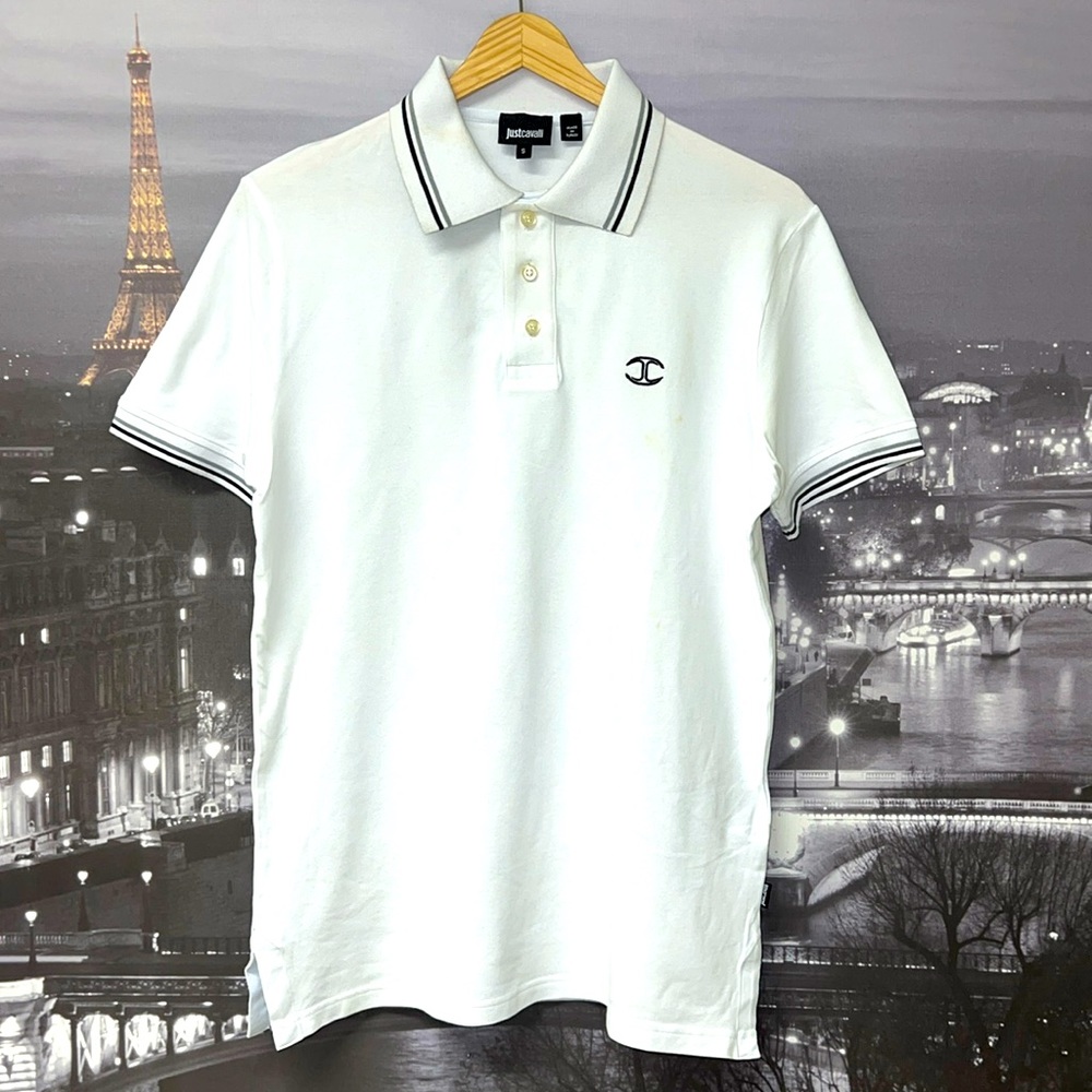JUST CAVALLI POLO SHIRT IN WHITE
